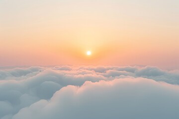 Beautiful aerial view above the clouds at sunset. 3d rendering