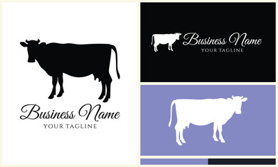 silhouette cow buffalo logo template