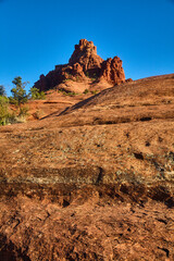 Majestic Red Rock Formation and Desert Flora, Sedona Arizona