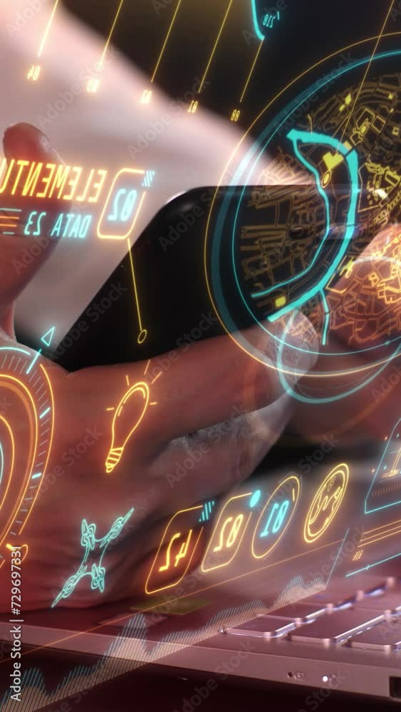 Sticker infographic hologram about searching and geolocation.