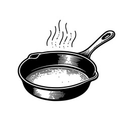 Cast iron skillet hand drawn vector graphic asset