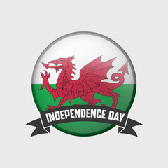 Wales Round Independence Day Badge