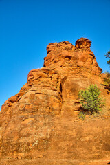 Sedona Red Rock Formation at Golden Hour, Ground View