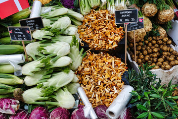 Fresh vegetables at a great market stall in Copenhagen