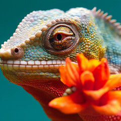 Fototapeta premium Chameleon on the flower
