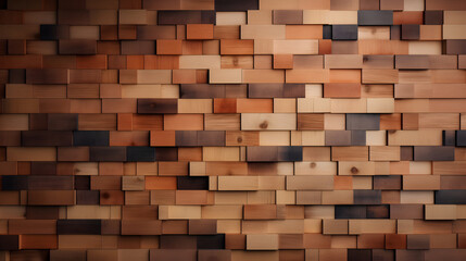 Wall made from a collection of wooden cubes, a Minimalist wood background