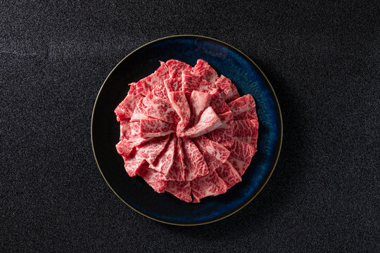 牛肉　ミスジ　特上カルビ　Beef misuji meat rare parts,bird's eye view