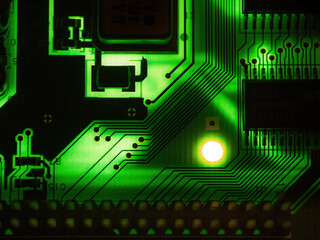 Dark web circuit board abstract technology background. Macro closeup. - 729701309