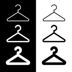 Hanger icon, hangers for clothes. Wardrobe or locker room symbol. Isolated vector illustration on a white background.