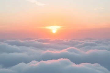 Sunset over the clouds with reeds. 3D illustration.