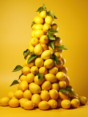 Fresh Citrus Fruits in a Green Tree: Vibrant Nature's Bounty of Vitamin-Rich, Juicy Oranges on a Branch, against a Background of Tropical Leaves