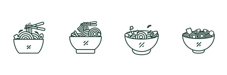 Ramen icons set. Outline set of ramen vector icons. Business. Simple design. Vector illustration