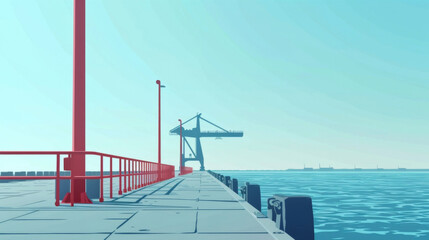 An empty pier with no ships in sight symbolizing the potential decline of manual labor jobs in ports due to the increasing automation and use of containerization.