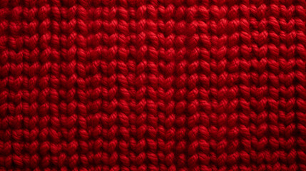 close up of red knitted wool texture background