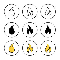 Fire icon set vector. fire sign and symbol