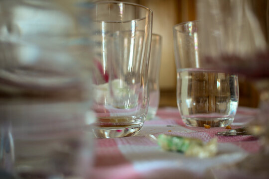 empty glasses on the table