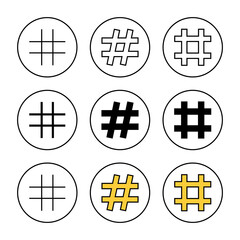 Obraz premium Hashtag icon set vector. hashtag sign and symbol