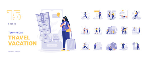 Travel holiday vacation tourism illustration set
