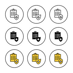 Medical insurance icon set vector. health insurance sign and symbol