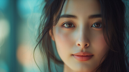 portrait of an Asian woman, a portrait of an authentic Asian woman in the market