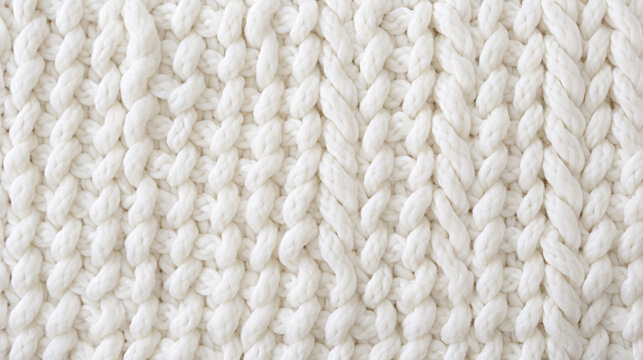 close up of white knitted wool texture background