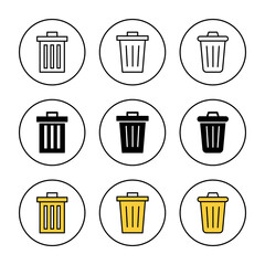 Trash icon set vector. trash can icon. delete sign and symbol.