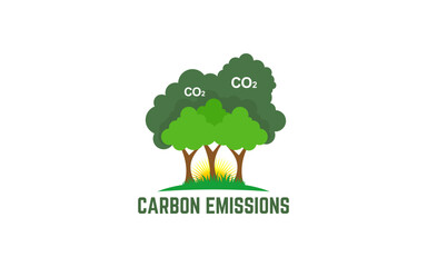 Illustration vector graphic of reducing carbon emissions environmental pollution logo design template