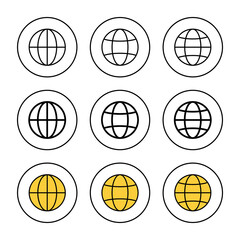 Web icon set vector. go to web sign and symbol. web click icon. Global search icon