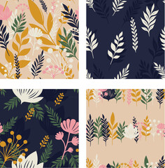 Seamless pattern. Plants and flowers. Fabric for bed linen.