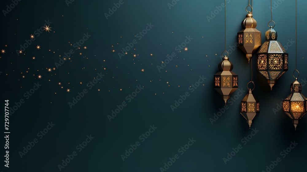 Wall mural ramadan Al fitr people ornament background copy space