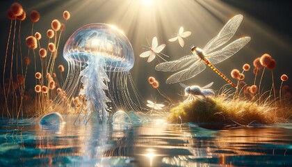 Dragonfly and Jellyfish