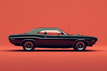 Black American Sports car isolated in studio. Classic sports car in studio.