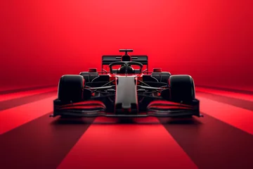 Foto op Aluminium Formula 1 Car isolated in red striped studio. F1 Racing car in studio. © Noize