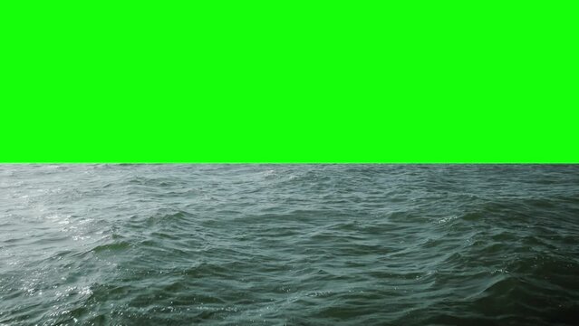 Slightly green Ocean horizon center of screen with green background