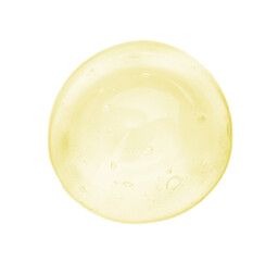 Sample of cosmetic gel isolated on white, top view