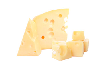 Fresh cheese isolated on white, set of pieces