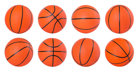 Basketball ball isolated on white, different sides