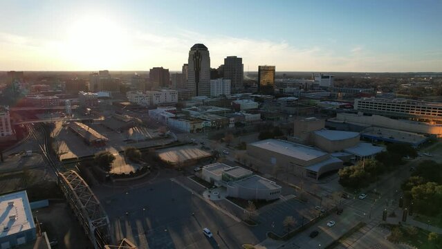 Red River, Shreveport, Louisiana Riverfront - 4K drone footage
