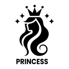 minimal princes brand logo concept, clipart, symbol, black color silhouette