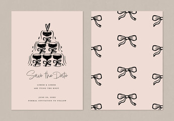 Save the Date Invitation with Champagne Glass