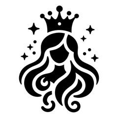 minimal princes brand logo concept, clipart, symbol, black color silhouette