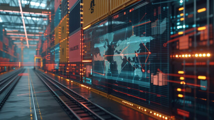 A digital dashboard displaying realtime updates and statistics on container movements and shipments showcasing the efficiency and convenience provided by technological advancements