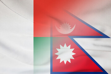 Madagascar and Nepal political flag international negotiation NPL MDG - obrazy, fototapety, plakaty