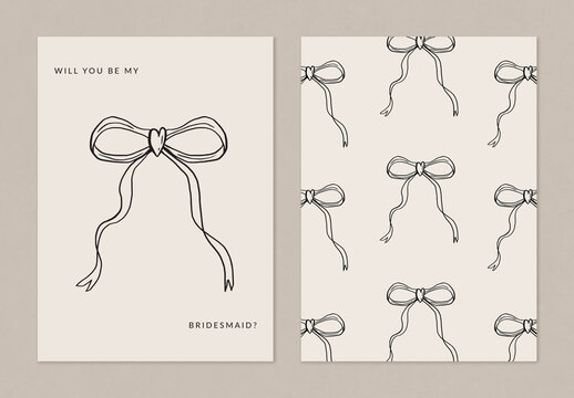Will you be my bridesmaid invitation card with bow