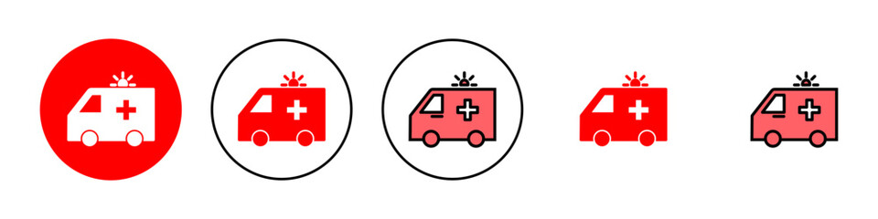 Ambulance icon set illustration. ambulance truck sign and symbol. ambulance car