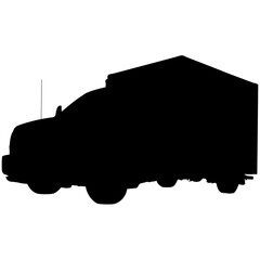 A box truck in silhouette