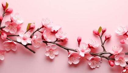 Fototapeta premium Flower composition. White flowers on a pink background. Wedding day, Spring Day, women's day concept, cards, posters. Flat lay, top view , copy space