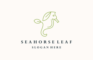 Seahorse leaf logo template vector illustration design