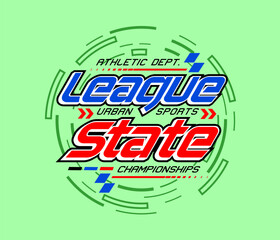 League State, striped sport style circle typography