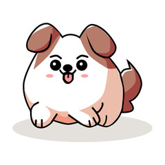 Obraz premium cute fat dog vector illustration. with flat, cartoon, minimalist, 2d style isolated on white background